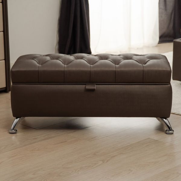 Банкетка «Рондель» с ПМ, 950 ? 410 ? 420 мм, экокожа, цвет взбитые сливки