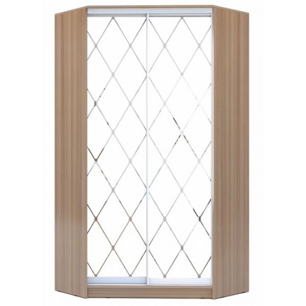 Угловой Шкаф-купе Хит-У-22-4-66, 1100x1100x2200, Ясень шимо тёмный, Ромб большой на матовом   478720