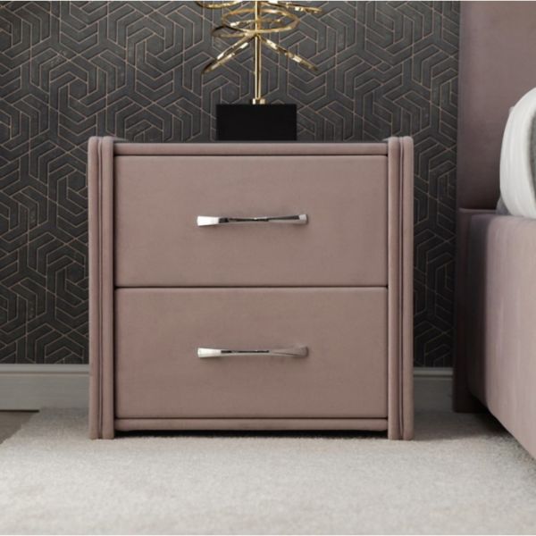 Тумба «Алеро», 2 ящика, прозрачное стекло, велюр velutto 11, цвет розовый