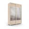 Шкаф-купе Стильный зелкало+ЛДСП Ясень шимо светлый/Белый/Венге светлый 1400х600х2300