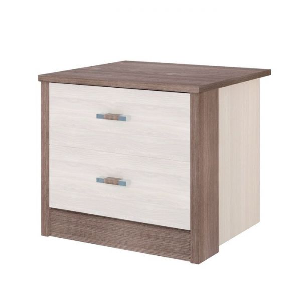 Тумба прикроватная «Николь», 466 ? 420 ? 416 мм, 2 ящика, цвет ясень шимо светлый / тёмный