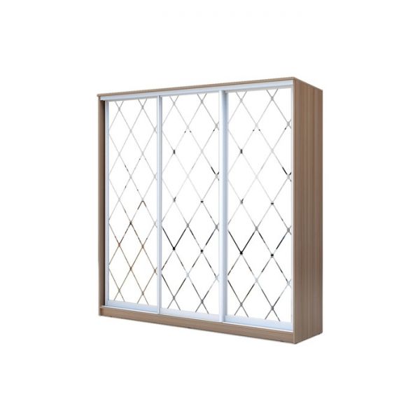 Шкаф-купе Хит-22-18/2-666, 1800x620x2200, Ясень шимо тёмный, Ромб большой на матовом