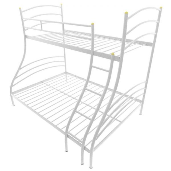 Двухъярусная кровать «Глория», 120 ? 190 см, каркас металл, лестница справа, цвет белый