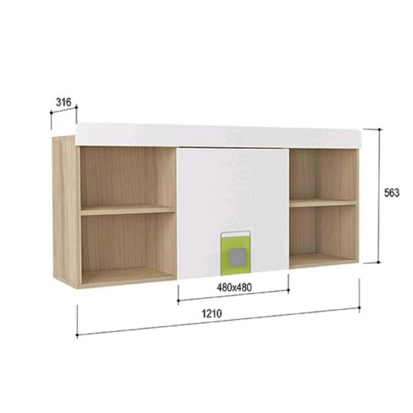 Полка навесная «Стиль 7», 1210 ? 316 ? 563 мм, цвет туя светлая / лайм