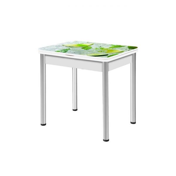 Стол поворотно-раскладной "Ника", Орхидея 3, покрытие стекло, подстолье белёный дуб