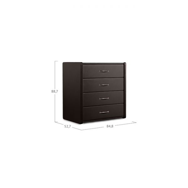 Комод «Алеро», 4 ящика, 848 ? 527 ? 887 мм, экокожа, стекло, цвет взбитые сливки