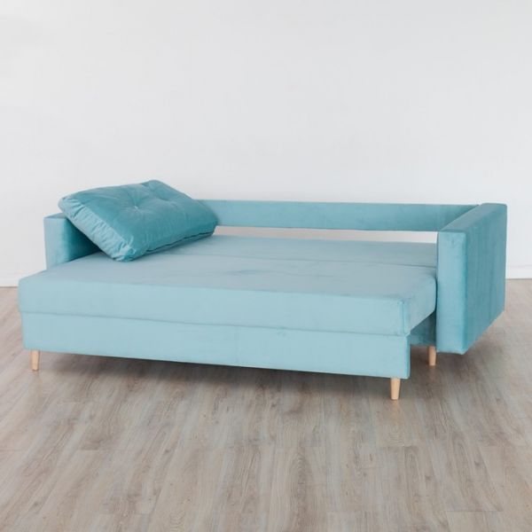 Прямой диван «Киото», механизм еврокнижка, велюр, цвет бежевый