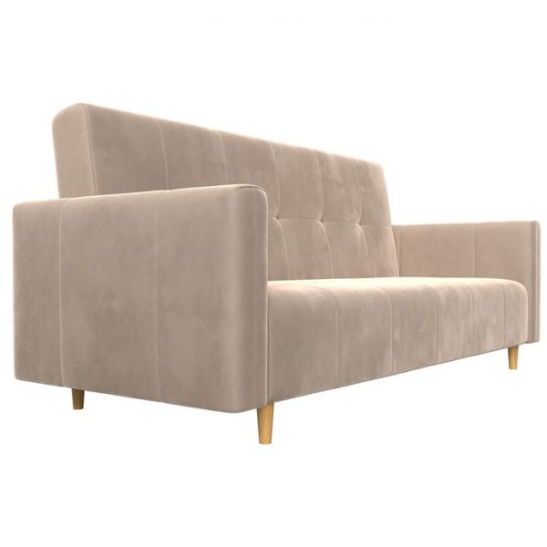 Прямой диван-книжка «Вест», механизм книжка, велюр, цвет бежевый