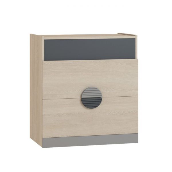 Комод «Тиволи», 750 ? 446 ? 824 мм, 2 ящика, дуб сонома / глиняный серый / графит серый