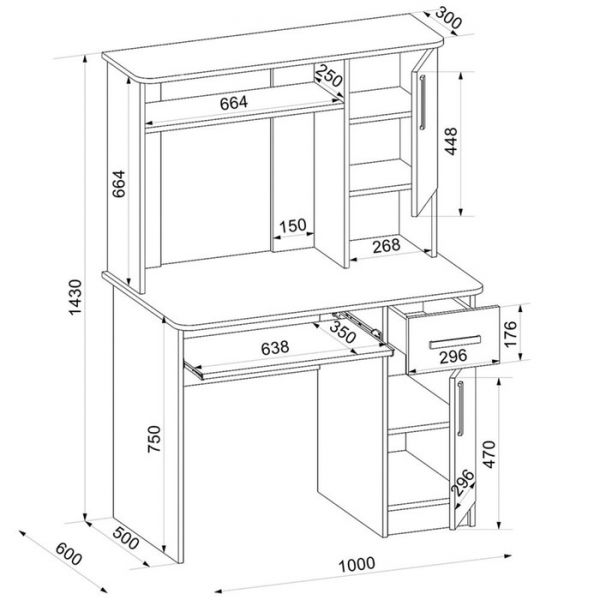 Стол компьютерный Интел-15 1000x600x1430 Бодега тёмный /Бодега светлый