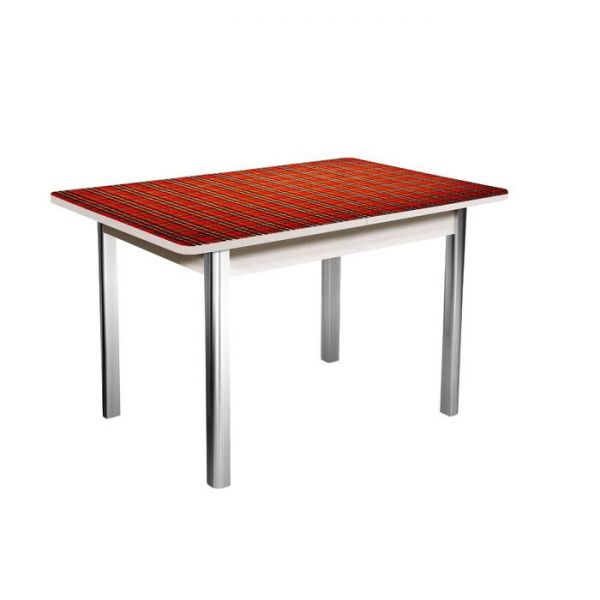 Стол раздвижной «Победа», 1200(1550) ? 800 ? 750 мм, хром, цвет белёный дуб / клетка 2