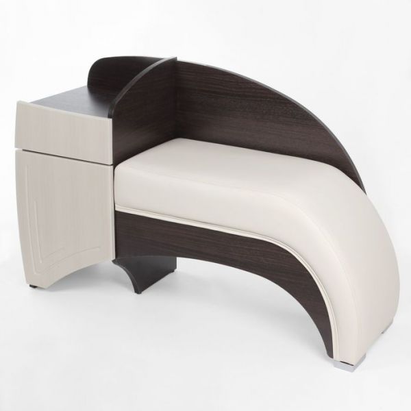 Диванчик с тумбой 1110х380х700 Венге/МДФ-Лен Белый  Кож.зам бежевый исполнение левое