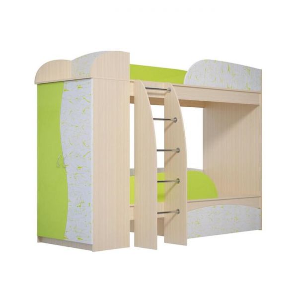 Двухъярусная кровать «Омега 4а», 800 ? 1900 мм, ЛДСП / МДФ, цвет млечный дуб / лайм