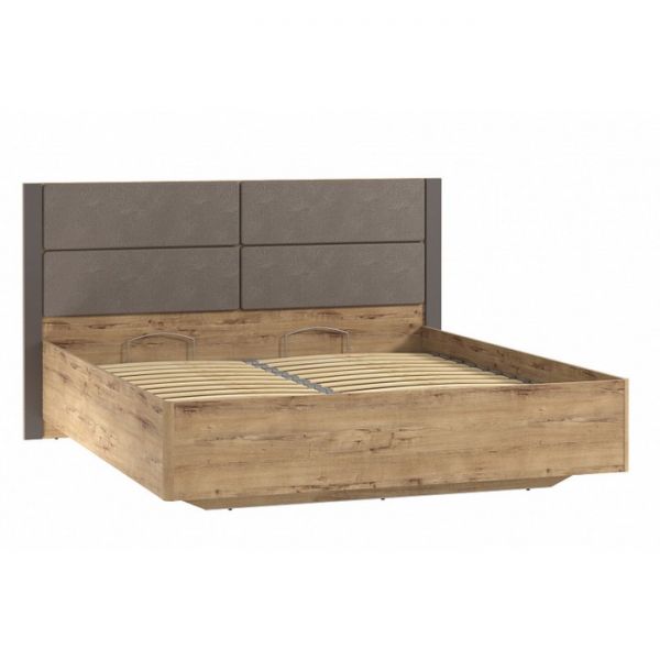 Кровать Livorno НМ 040.52-01 Х, 1800х2000, к/з Канзас 4, 10 26 Софт Графит, Дуб Бунратти