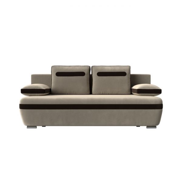 Прямой диван «Каир», механизм еврокнижка, рогожка, цвет серый / коричневый