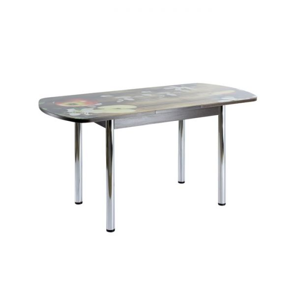 Стол раздвижной с фотопечатью Дэли, 1400(1800)х900х760, Венге/Дерево/Хром прямые