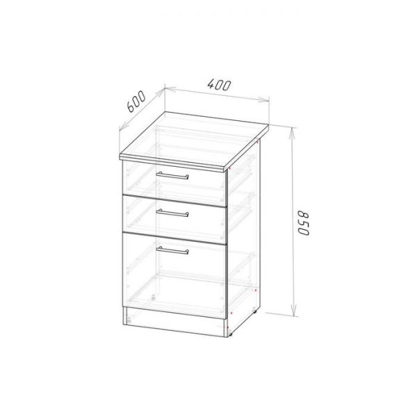 Шкаф напольный Кира 400х600х850 с 3 выдвижными ящиками  венге/Квадро шимо темный/малага