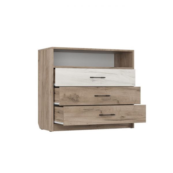 Комод Соната 900х400х800 Дуб крафт серый/Дуб крафт белый