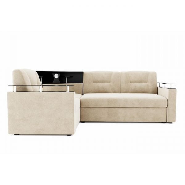 Угловой диван «София», угол левый, дельфин, подсветка, велюр, ЛДСП венге, цвет селфи 01