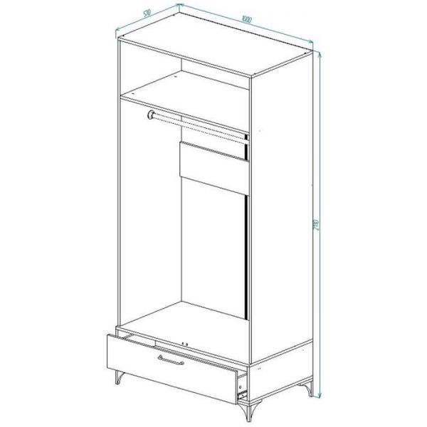 Шкаф ШР 2/1 Фьюжн 1000х570х2110 Белый/корпус Глиняный серый/Артвуд светлый