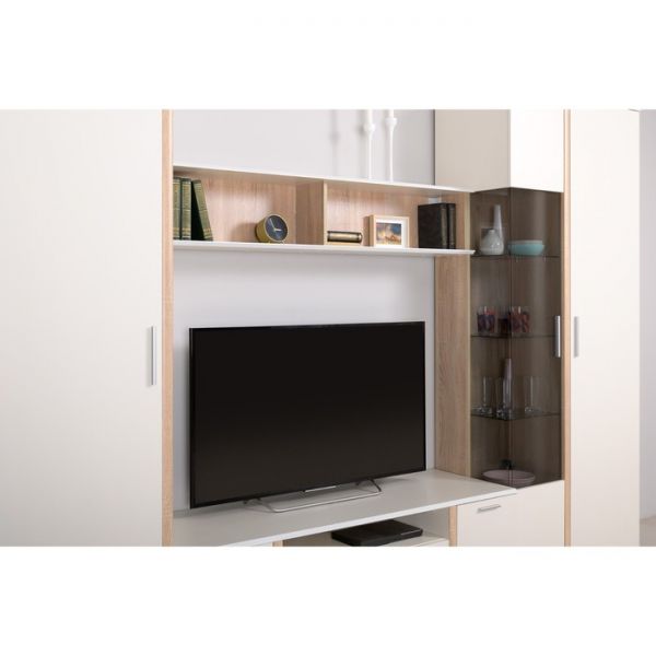 Шкаф с витриной Лина 13.213.02, 881х454х2120, Миндаль/ Дуб сонома