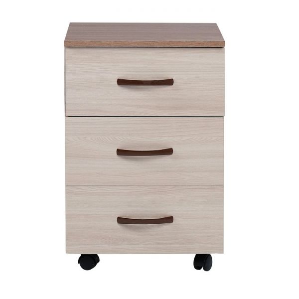 Тумба выкатная на 3 ящика 400х400х600 Ясень шимо темный/ясень шимо светлый