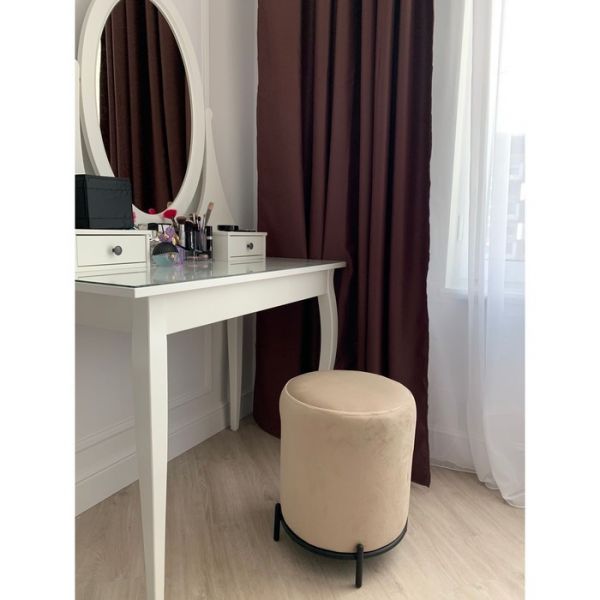 Банкетка Sheffilton SHT-B6 360х360х450 микровелюр ванильный крем/металл черный муар