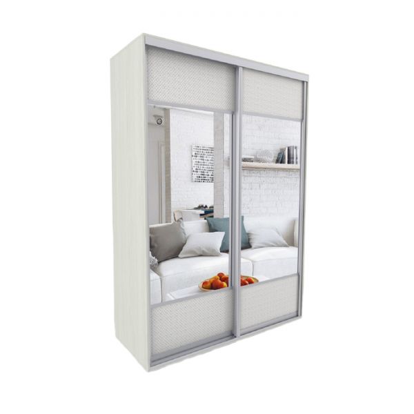 Шкаф-купе «Акцент-Дуэт», 1000 ? 600 ? 2310 мм, экокожа «Версаль светлый» выбеленное дерево