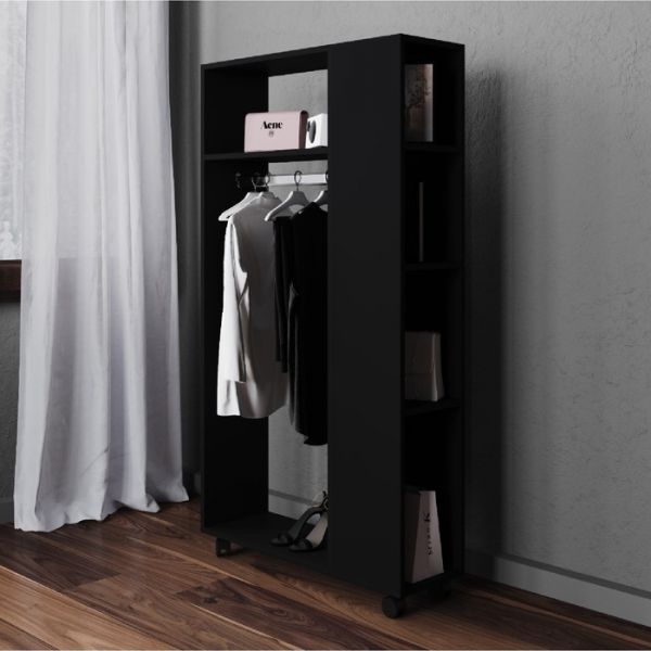 Вешалка напольная с полками Пассаж, 800х250х1460, Черный