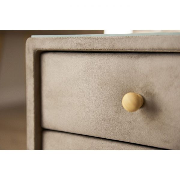 Тумба «Олимпия», 2 ящика, стекло, велюр, цвет velutto 05