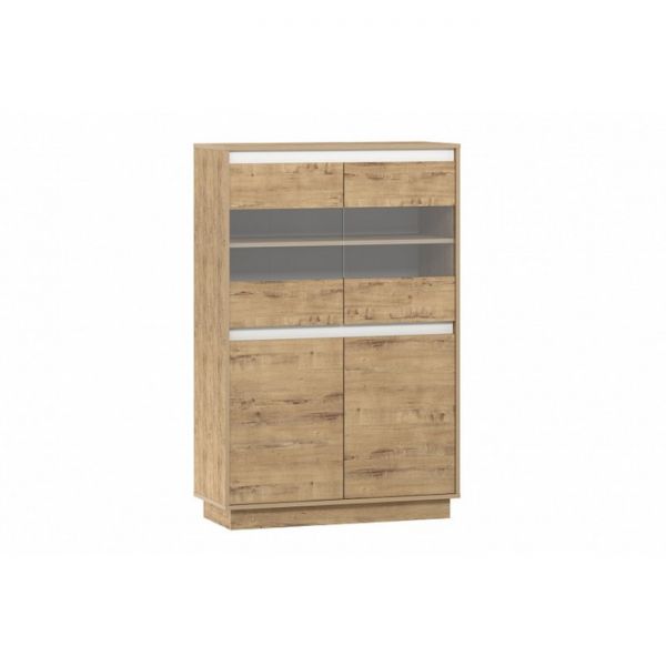 Шкаф двухдверный Virginia НМ 011.83, 942х400х1434, Белый Скандинавский/Дуб Бунратти