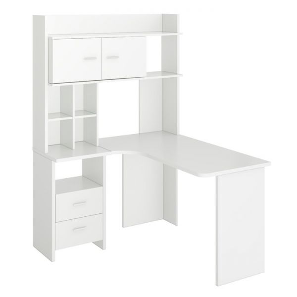 Компьютерный стол, 1200 ? 1300 ? 1785 мм, левый угол, цвет белый жемчуг