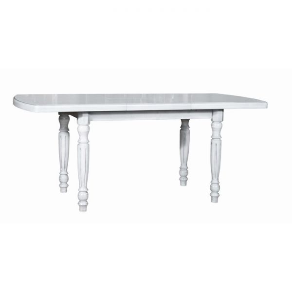 Стол кухонный раздвижной 1400/1900х850х750 бук/цвет белый патина серебро