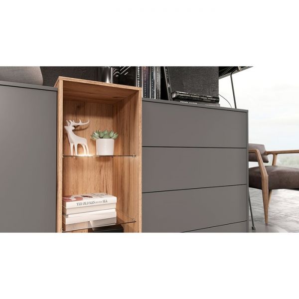 Комод Сплит, 1646х454х1052, Дуб крафт/Графит