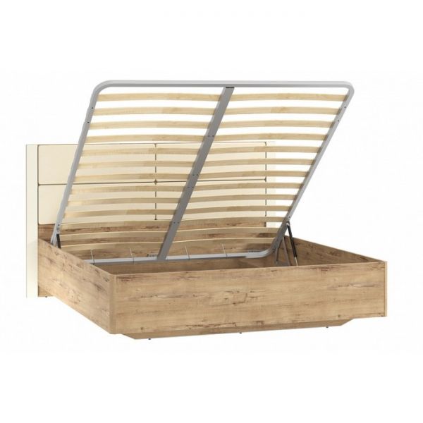 Кровать Livorno НМ 040.52-01 Х, 1800х2000, к/з Бум милк, 10 25 Софт Панакота, Дуб Бунратти