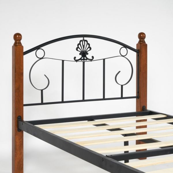 Кровать РУМБА  Wood slat base , 90х200 см , красный дуб/черный