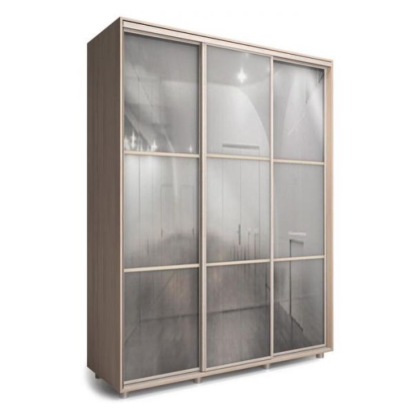 Шкаф-купе Модный Зеркало Ясень шимо светлый/Белый/Венге светлый 2100х600х2300