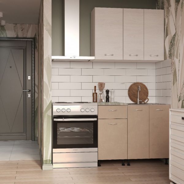 Кухонный гарнитур «Моника», 1000 мм, цвет ясень анкор светлый / мокко / королевский опал