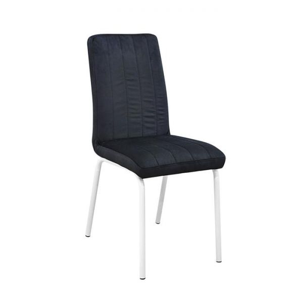 Стул «Кельн 2», каркас металл белый, ППУ 40 мм, велюр, цвет чёрный