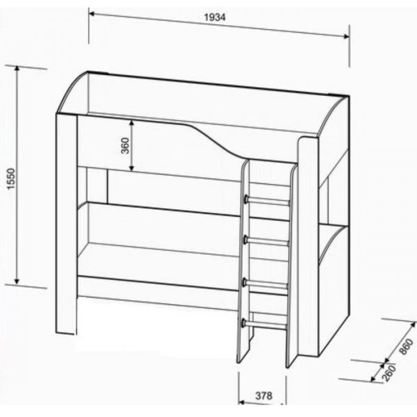 Детская двухъярусная кровать «Астра 2», без ящика, цвет венге / оранжевый
