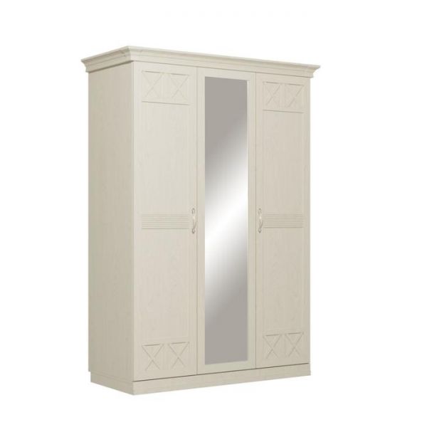 Шкаф 3-х дверный для одежды и белья «Ольга 18», ЛДСП / МДФ, зеркало, цвет валенсия