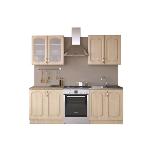 Кухня «Паула» со столешницей, размер 1.6 м, фасады МДФ, цвет берёза