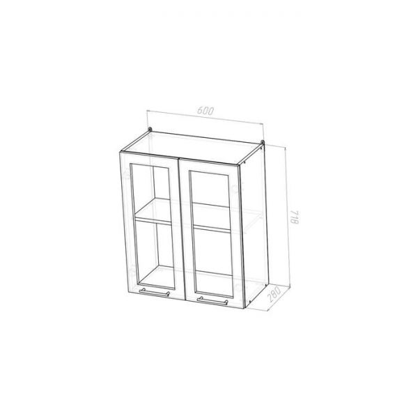 Шкаф навесной Лариса 600х300х720 2 дверцы со стеклом  белый/латте