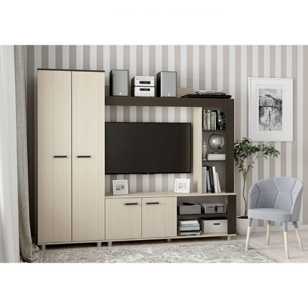 Гостиная София-2, 1900х2200х370, Венге/Дуб молочный