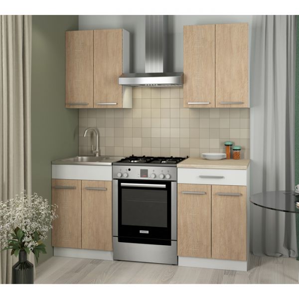 Кухонный Гарнитур Алиса 1, 1200 мм, цвет Дуб Сонома/Белый