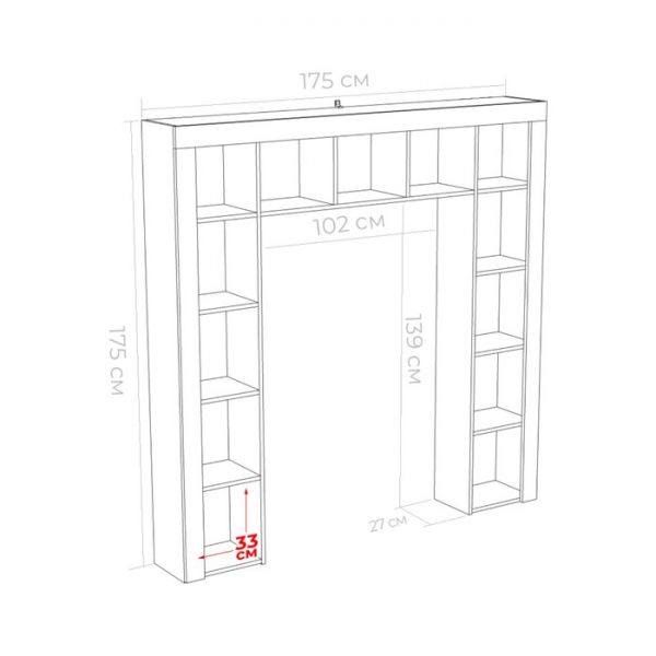 Стеллаж открытый  Юниор 1748х266х1753 Белая аляска/Графит
