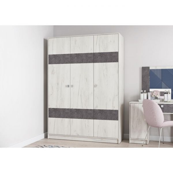 Шкаф 3-х створчатый распашной Аврора 1500х500х2100 Дуб Крафт Белый