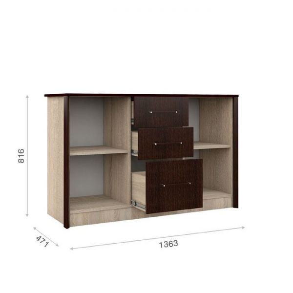 Комод «Эшли», 1363 ? 471 ? 816 мм, цвет венге / дуб сонома