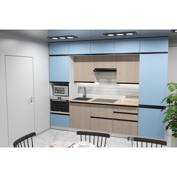 Кухонный гарнитур Агат экстра 3000х600 белый/дуб бунратти/капри/карамель