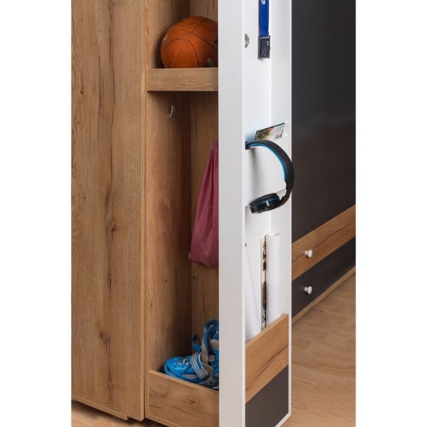 Шкаф «Лойс 85», 300 ? 400 ? 2113 мм, цвет дуб золотистый / белый / графит